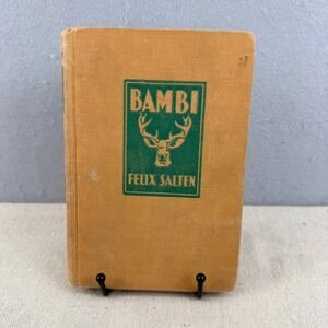Vintage Bambi Felix Salten‎ 1929 Grosset & Dunlap Hardcover Mustard Tan Book